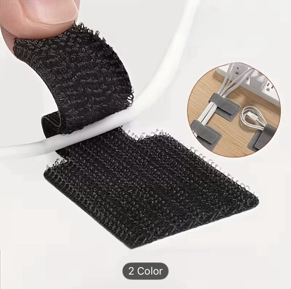 28PCS Cable Ties Self Adhesive Hook Loop Fasteners Wire Management Organizer