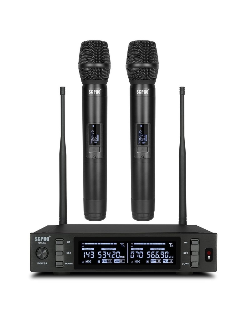 Dual Wireless Microphone System - Metal Handheld Mics & Receiver, Adjustable ...