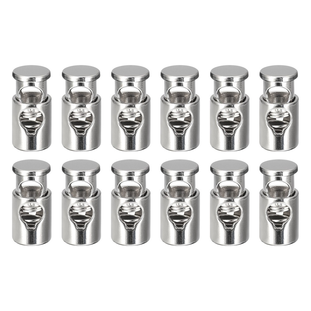 12pcs Metal Cord Locks 0.2" Diameter Single Hole Spring Toggle Stopper