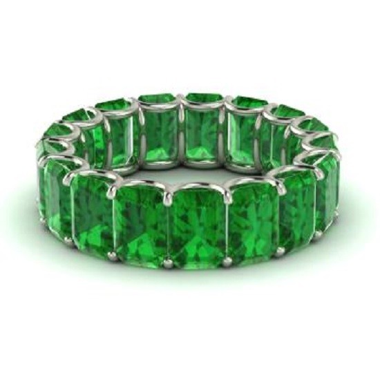 7.50 Ct Natural Emerald Shape Emerald Diamond Ring 14K Solid White Gold