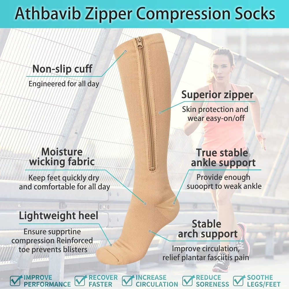Comfortable Closed Toe Zipper Compression Socks - Multicolor for Daily Use