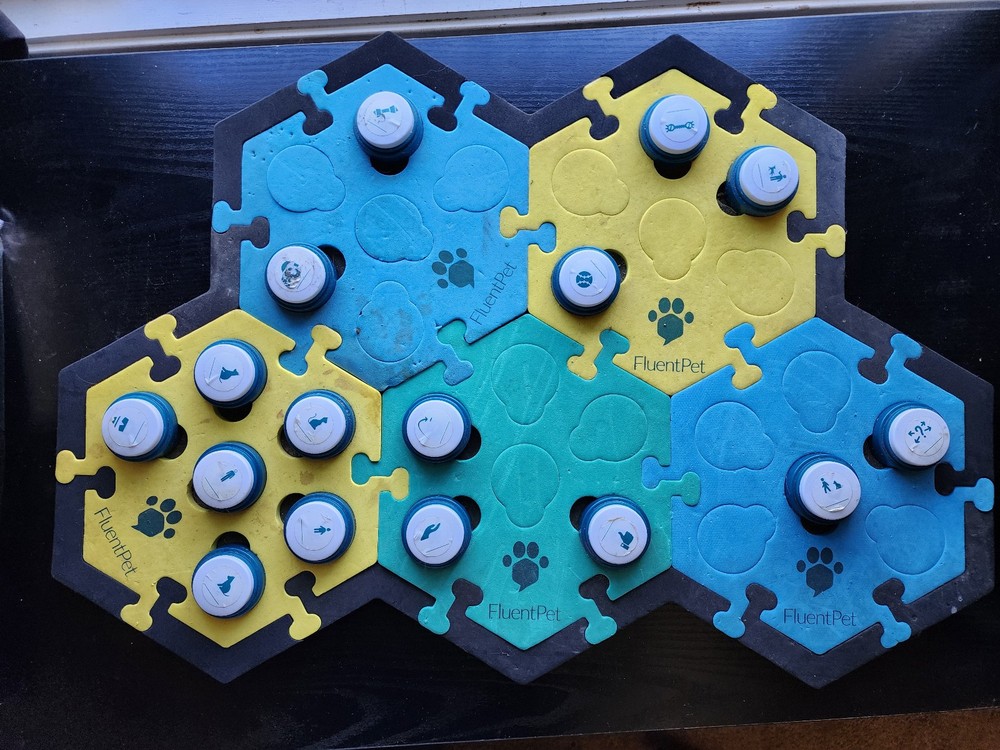 Fluent Pet Talking Button System with 26 Buttons, Stickers, Hextiles