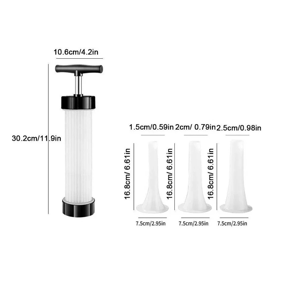 Manual Sausage Stuffer – Homemade Sausage Maker with 3 Funnels Meat Injector