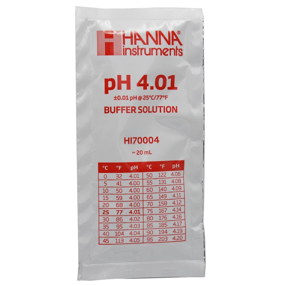 pH 4.01 Calibration Buffer 20 ml (Single Pack) - Hanna Instruments