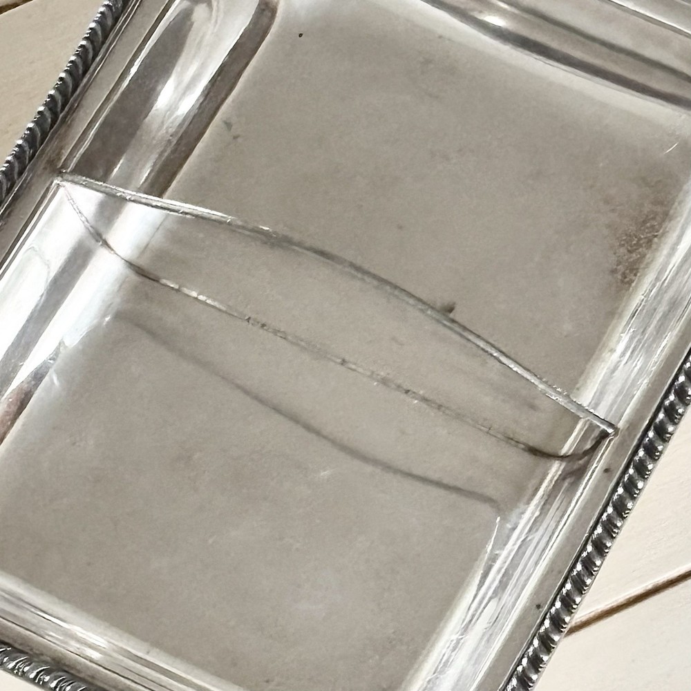 Vintage Silver Plate Platter Divided Serving Dish Two Sections