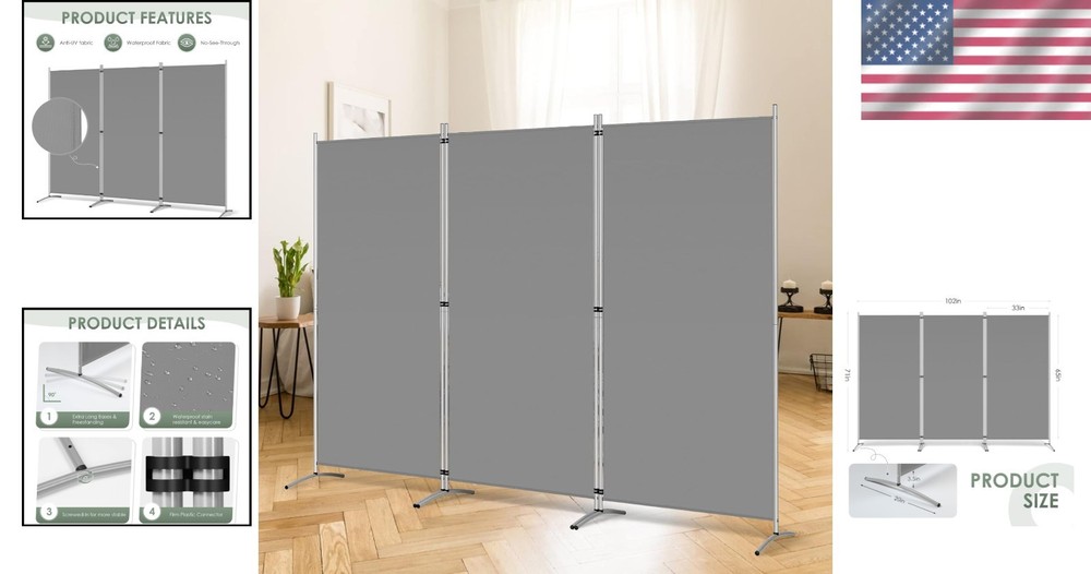 Lightweight 3-Panel Folding Room Divider: Durable and Stylish Privacy Screen