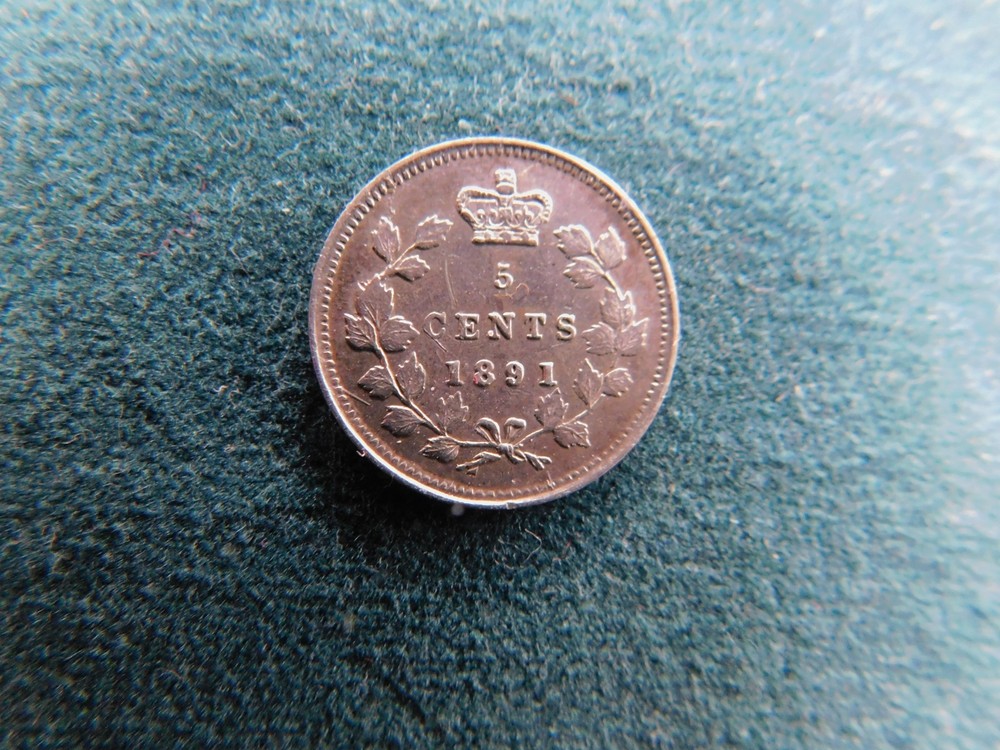 1891 CANADA SILVER 5 CENTS unc bu