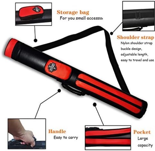 2x2 Hard Billiard Cue Case with Protection Features & Storage Pockets