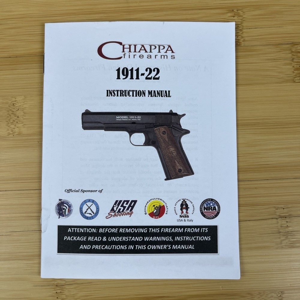 Chiappa Firearms 1911-22 Instruction Manual