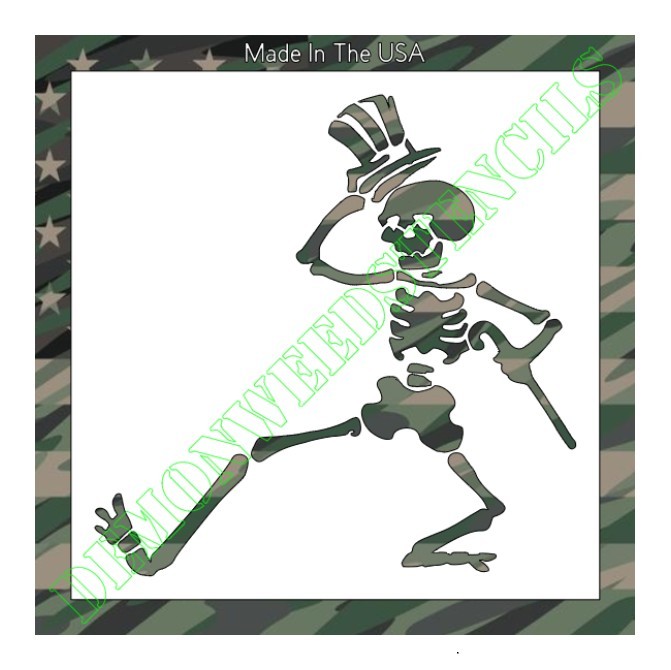 11"x11" Plastic Stencil - Dancing Skeleton Grateful Dead (SX435)*****