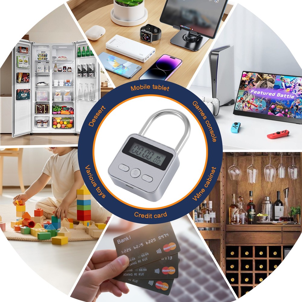 Metal Timer Lock LCD Display Multi-Function Electronic Time 99 Hours Max3874