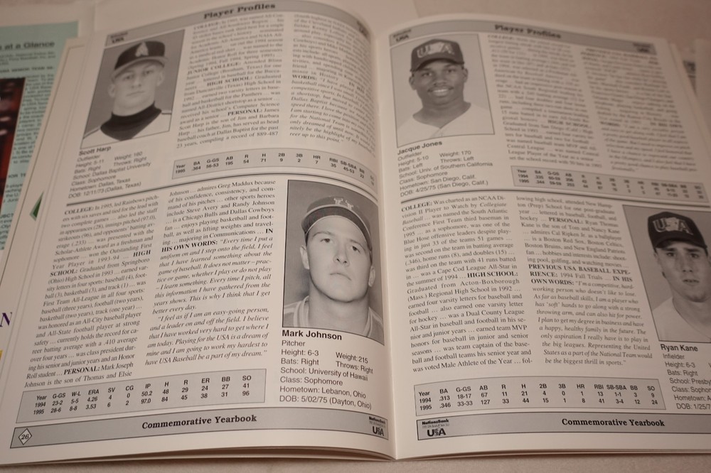 1995 USA Baseball Team Tour Program Brochure Folder Original Papers Lot