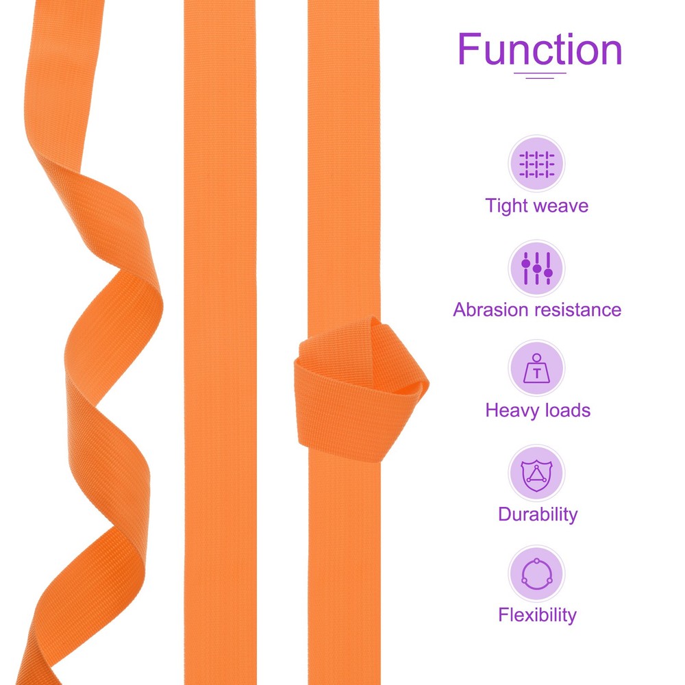 10 Yard x 3/4 inch Width Nylon Webbing Strap Poly Flat Webbing Strapping Orange