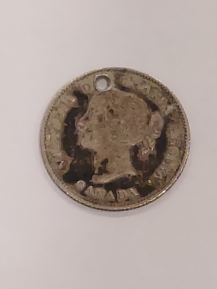 1870 Canada 5 Cent Coin With Hole
