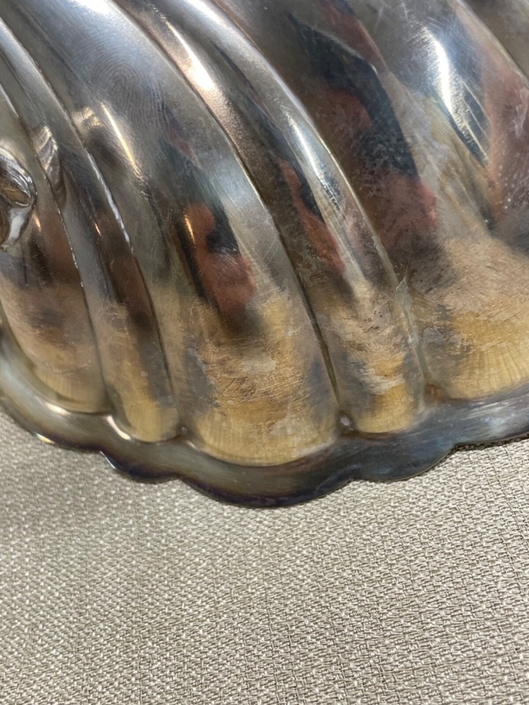 Glastonbury Silver on Copper Shell Dish footed marked 608