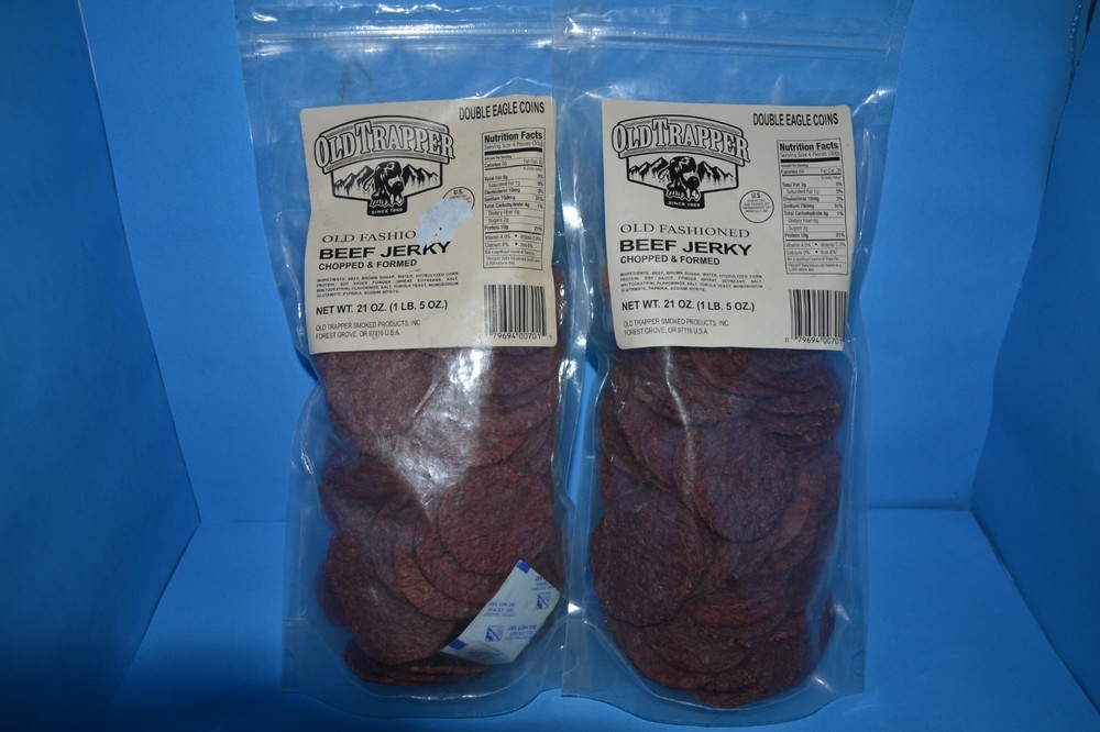 (2) Old Trapper Double Eagle Beef Jerky, Old-Fashioned Flavor, 21 oz, Exp. 11/26