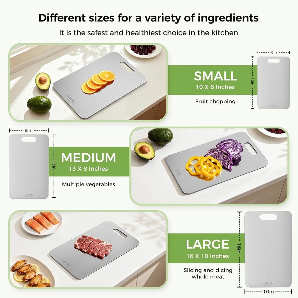 Titanium Cutting Board, 100% Pure Titanium Cutting Boards for Kitchen, Double...