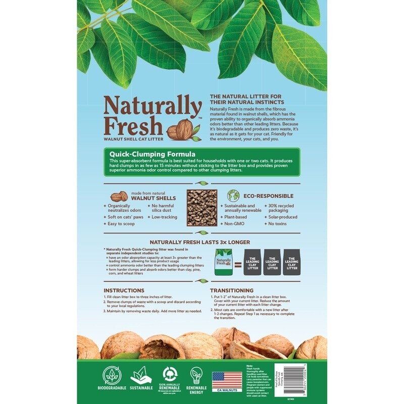 Eco-Friendly Cat Litter Quick-Clumping Walnut Shells Unscented 26 lb Low Dust US