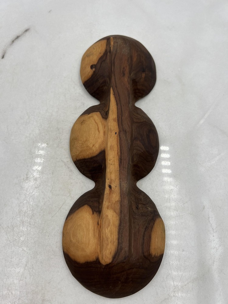 Handmade Solid Wood 3 Section Serving Tray Snack Dish Bowl Rustic Decor 12" Long