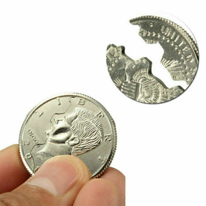 Creative Mouth Close-Up Magic Bite Out Quarter Magic Trick & Restored Half