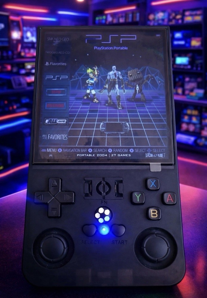 R36Max Open Source Handheld Game Console, Black, USB-C Connectivity
