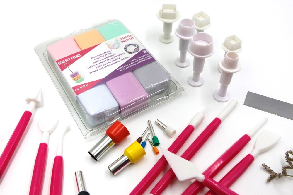 Polymer Clay Tools & Cutters Bundle Kit - Texturing / Blade / Sculpey Premo