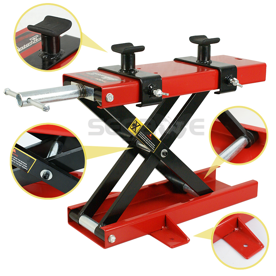 Wide Deck 1100 LB Motorcycle Center Scissor Lift Jack Hoist Stand Bikes ATVs