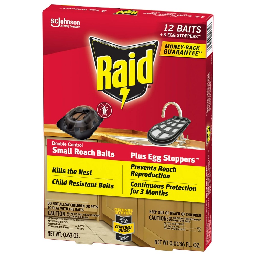 Raid Double Control 12-SMALL ROACH BAITS 3-STERILIZERS EGG STOPPERS COCKROACHES