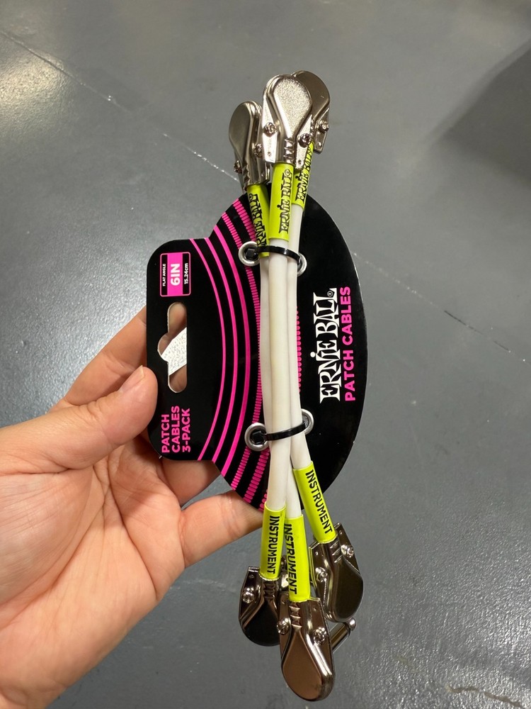 Ernie Ball 6" Classic Patch Cable Flat Angle/ Flat Angle Color White, 3 Pack Set