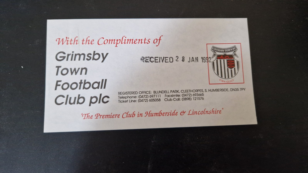 Grimsby Town - compliments slip