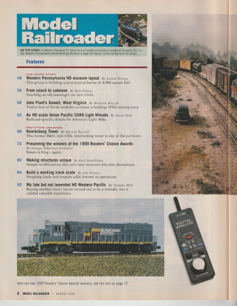 MODEL RAILROADER AUGUST 2000 Magazine - BACK ISSUE
