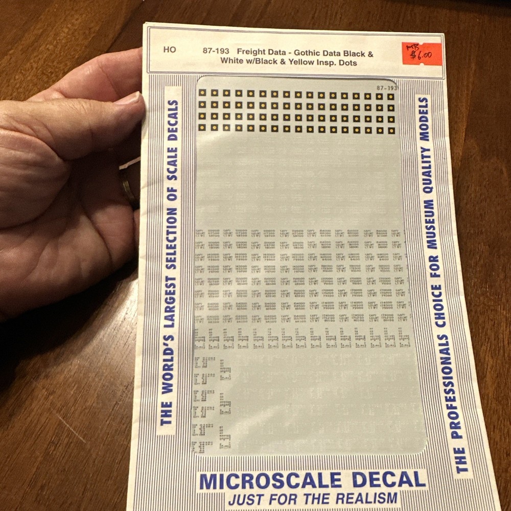 Microscale Decals 87-193 HO Scale Freight Data- Gothic Data Black & White, Insp