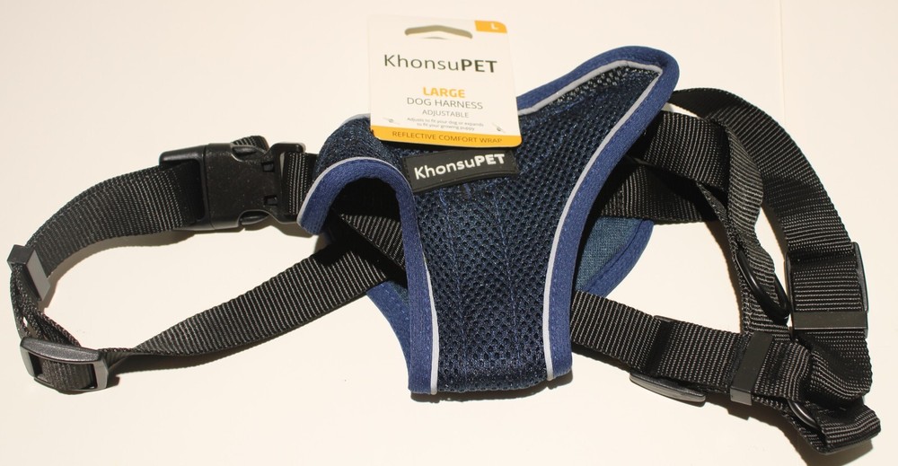 KhonsuPET Dog Harness LARGE Mesh Reflective Lightweight Breathable Adjustable
