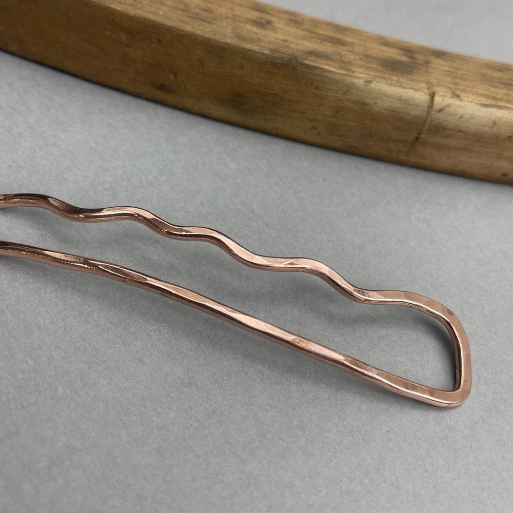 Metal Hair Fork, Solid Copper Artisan Made