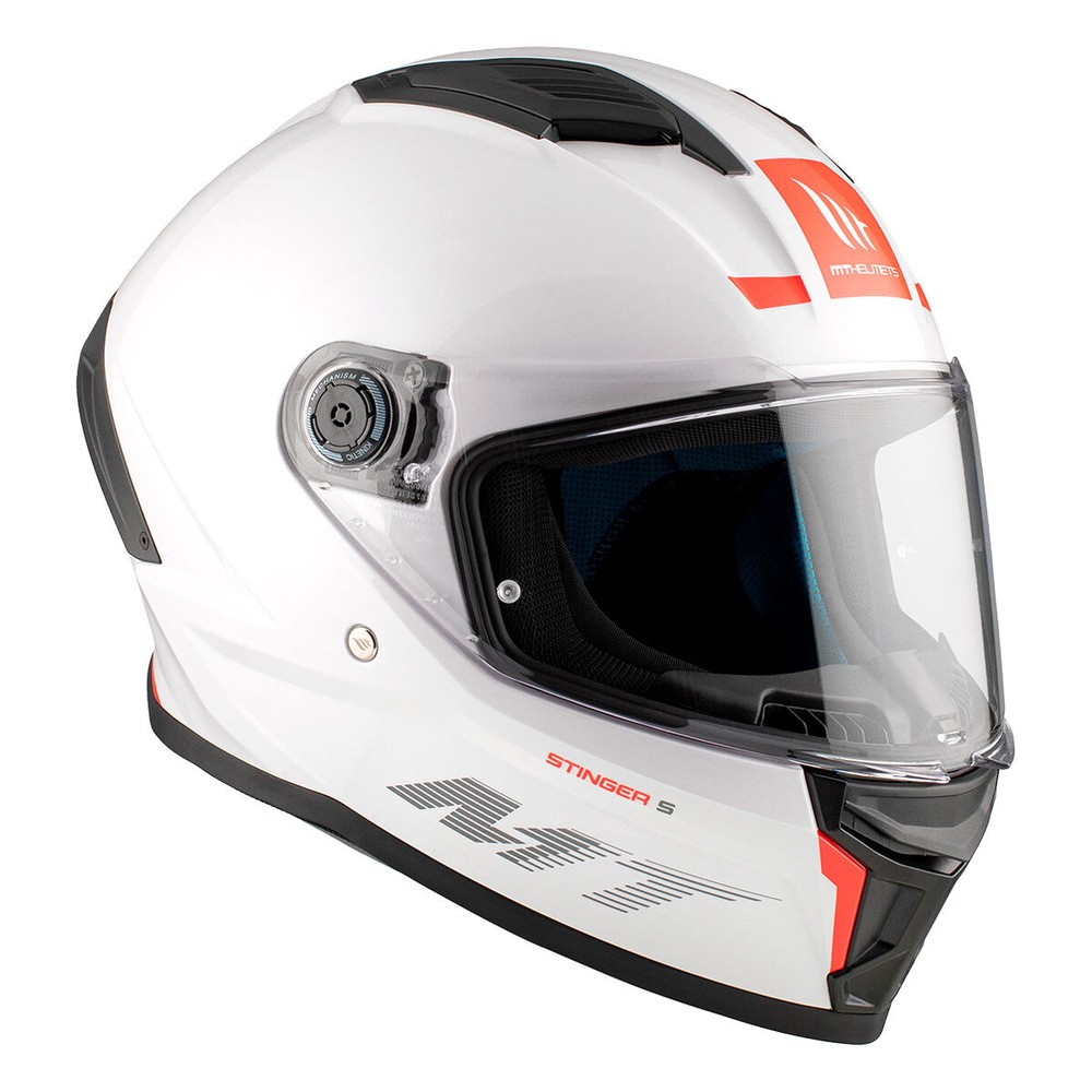 Full Face Helmet MT Helmets Stinger 2 Solid A0 Glossy White