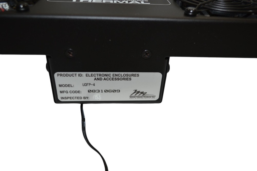 Middle Atlantic UQFP 4RT Quiet 4 Fan Panel With Thermistor Rack Cooling System