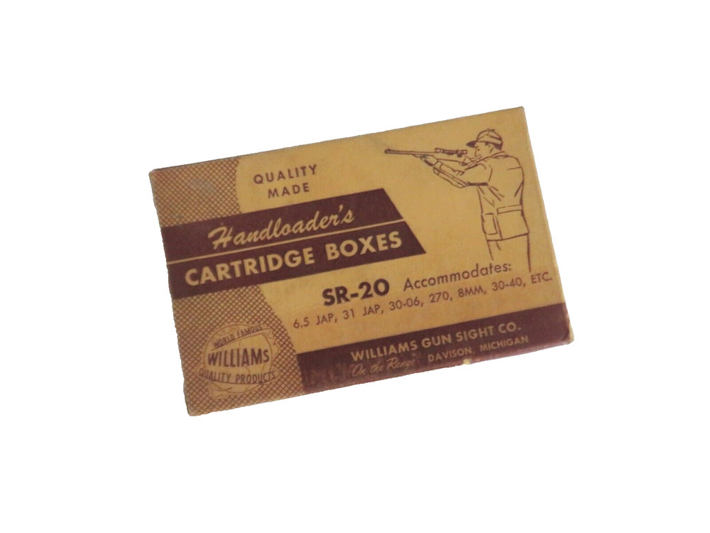 Vintage WILLIAMS Handloader's Cartridge Boxes SR-20 w/Insert Empty Box