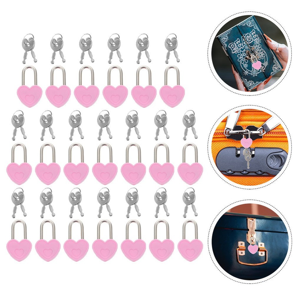 20 Sets Small Heart Shaped Padlocks Mini Locks with Keys for Decoration