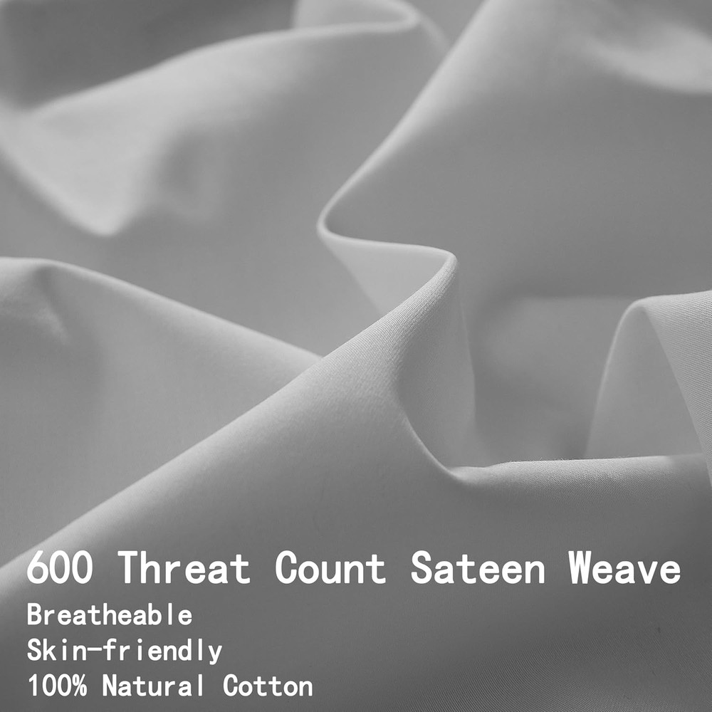 King Size 100% Egyptian Cotton Fitted Sheets 600 Thread King, Solid-gray