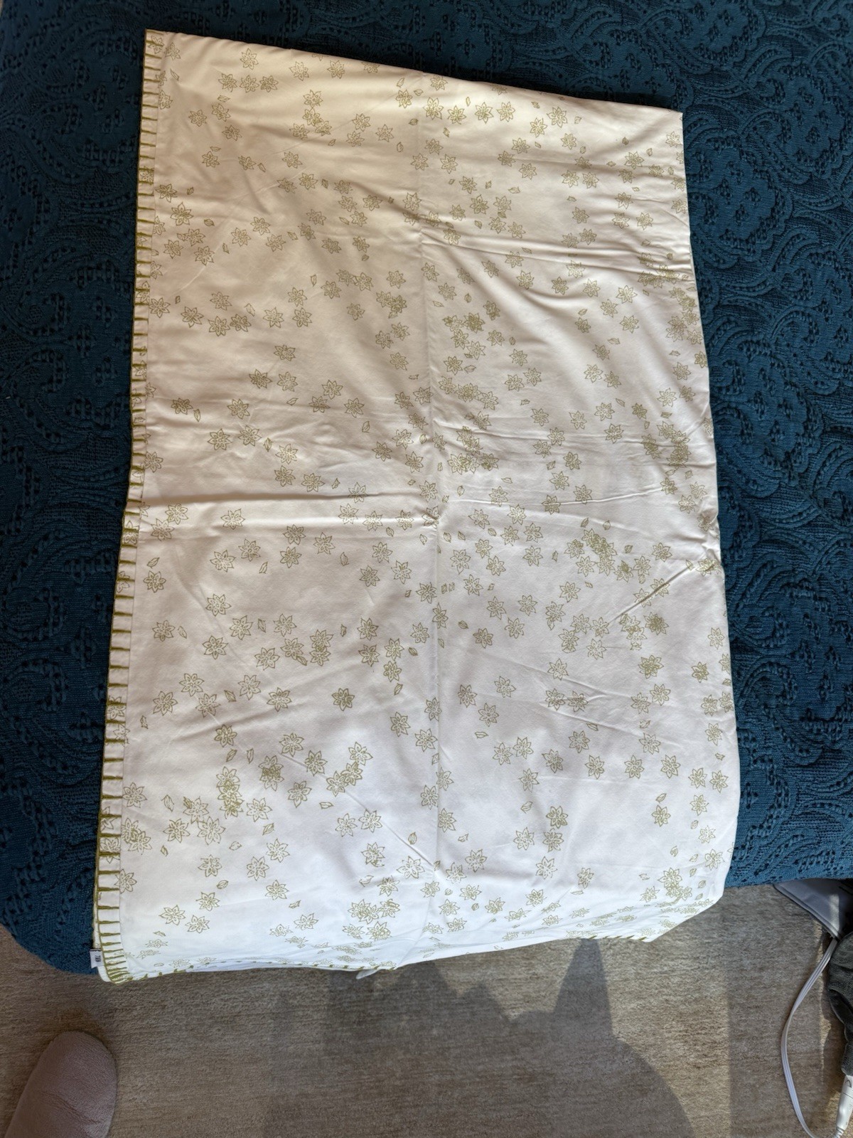 TWIN John Robshaw Organic Cotton Sage Green floral Duvet Cover - Owned (2 Avail)