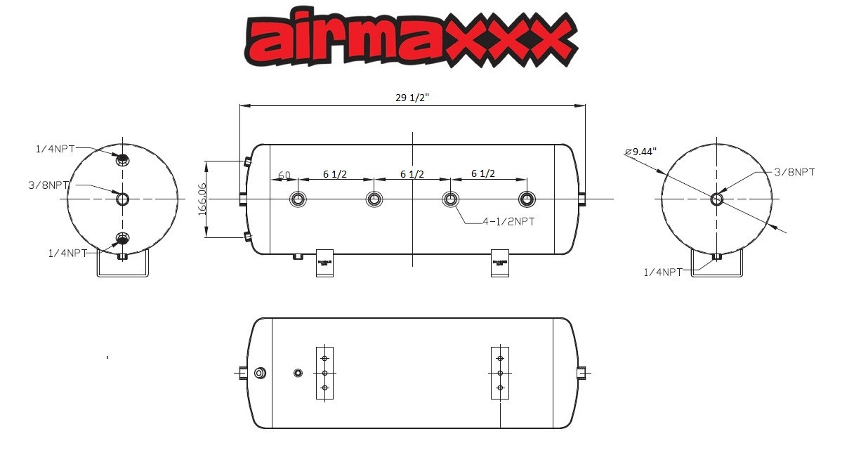 8 Gallon Steel Air Tank 9 Port Air Suspension Train Horn Air Ride Kit