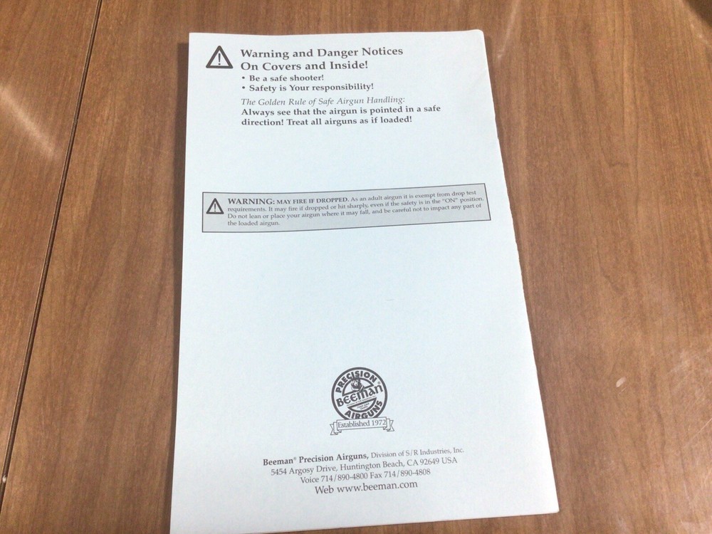 Beeman Spring- Pistons Precision Air guns Manual