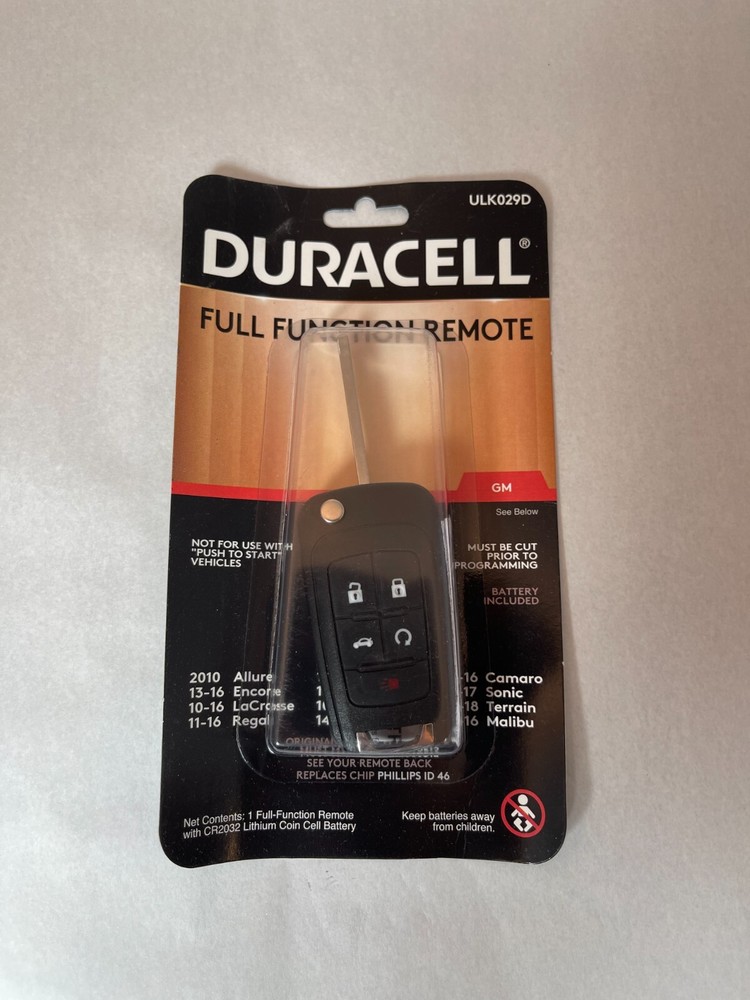 New Duracell Keyless Entry Full Function Remote for GM Vehicles ULK029D