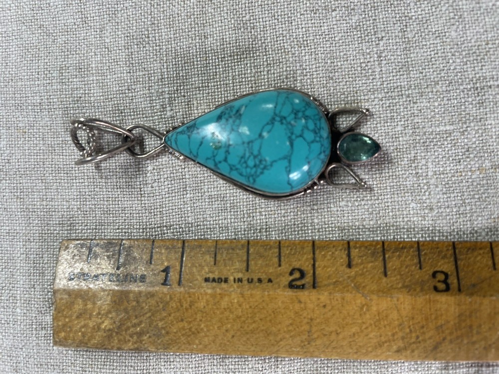Turquoise Silver Teardrop Pendant