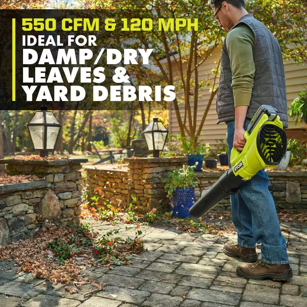 40V 120 MPH 550 CFM Cordless Battery Leaf Blower (Tool Only)