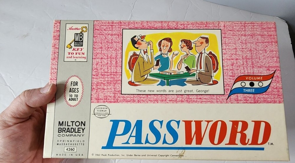 PASSWORD GAME, VOLUME , 1964, MILTON BRADLEY, #4260, COMPLETE EDITION