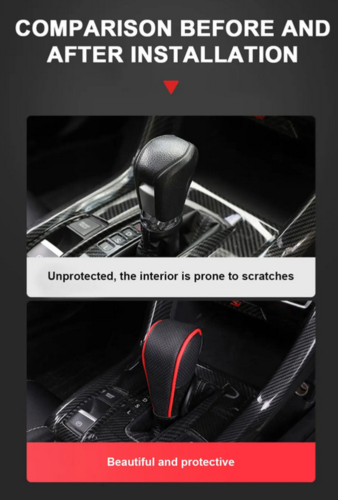 Leather Car Gear Shift Collars Interior Shift Knob Covers Gear Sleeve Protector