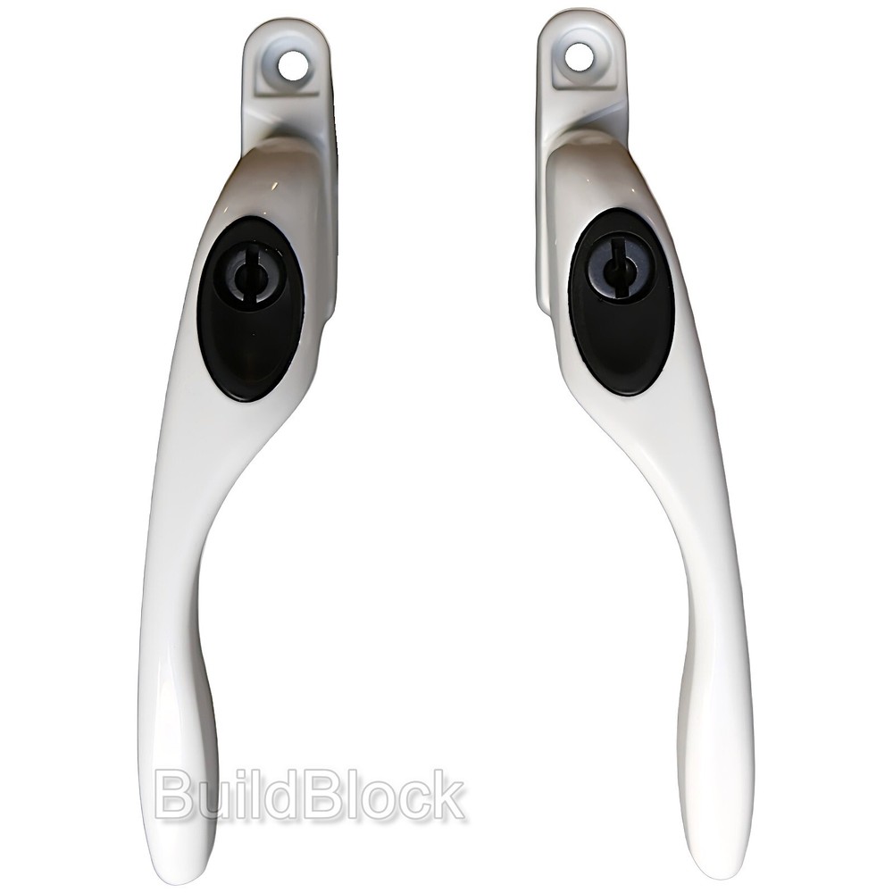 uPVC Cranked Window Handle White locking offset espag double glazing crank pvc