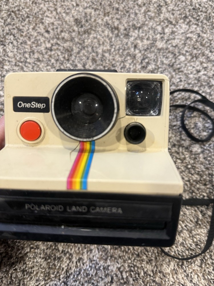Vintage Polaroid OneStep Land Camera Rainbow Stripe Untested Instant Camera