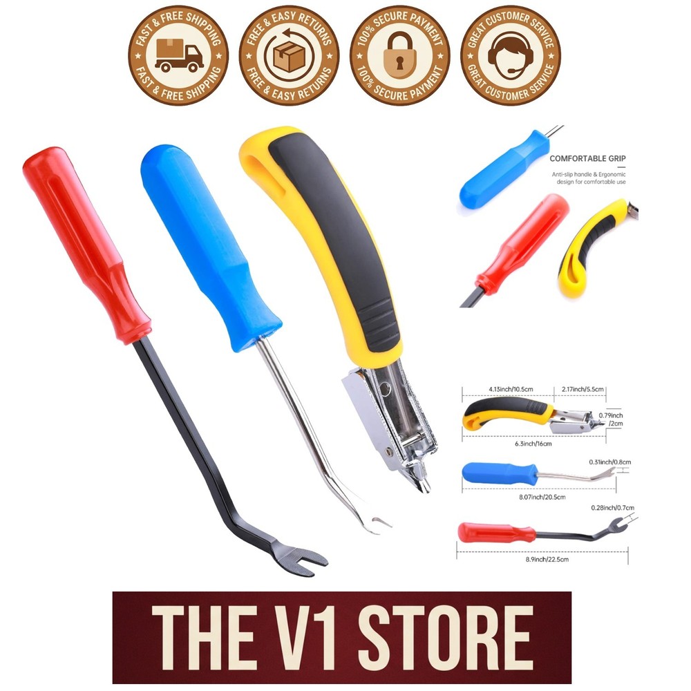 3PCS Ergonomic Staple Remover Set with Tack Puller - Lightweight and Durable